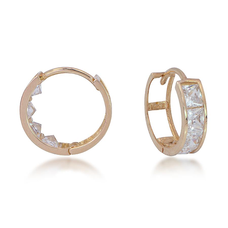 14K Yellow Gold Huggies CZ Earrings