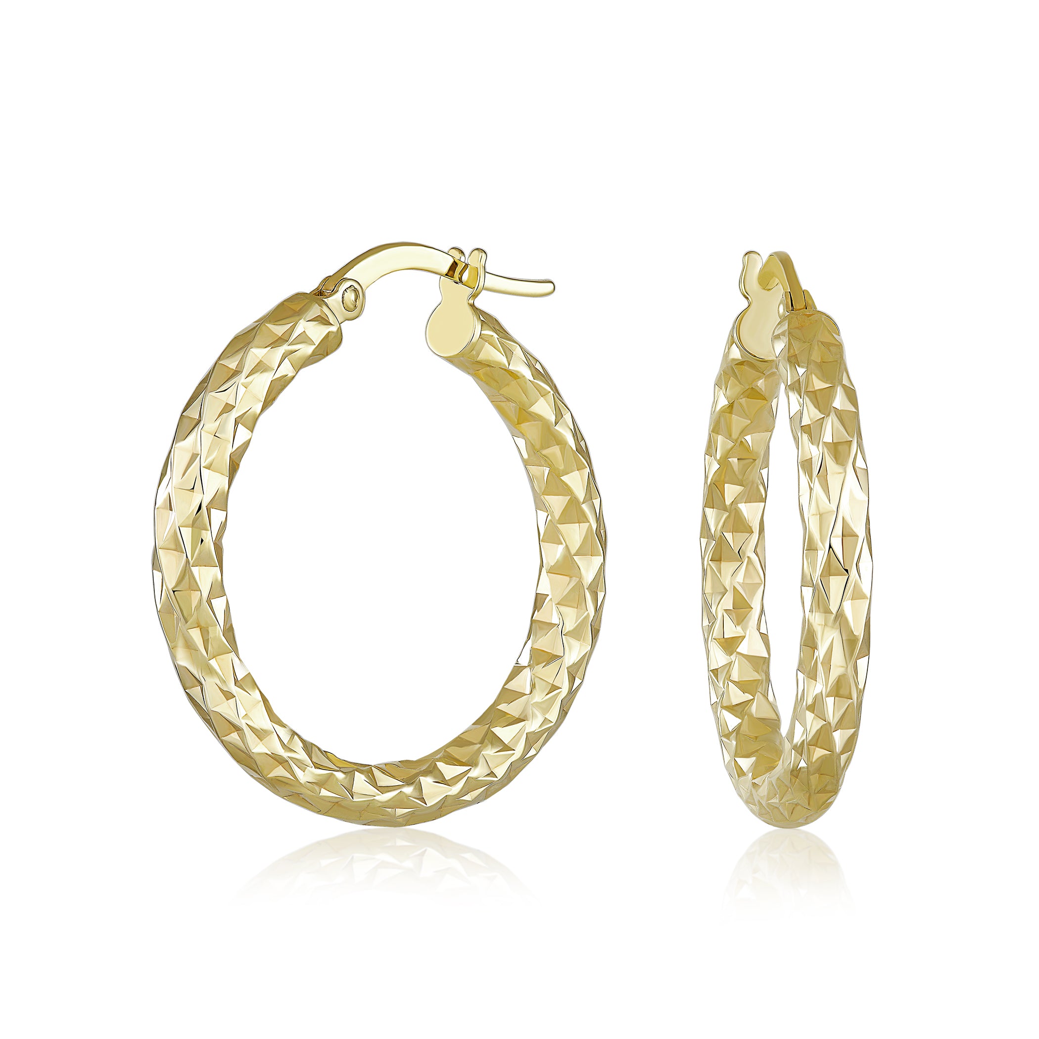 14K Yellow Gold Textured Hoop Earrings – Park and Luxe