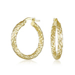Load image into Gallery viewer, 14K Yellow Gold Textured Hoop Earrings
