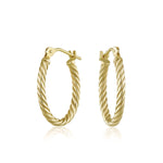 Load image into Gallery viewer, 14K Yellow Gold Oval Textured Hoop Earrings
