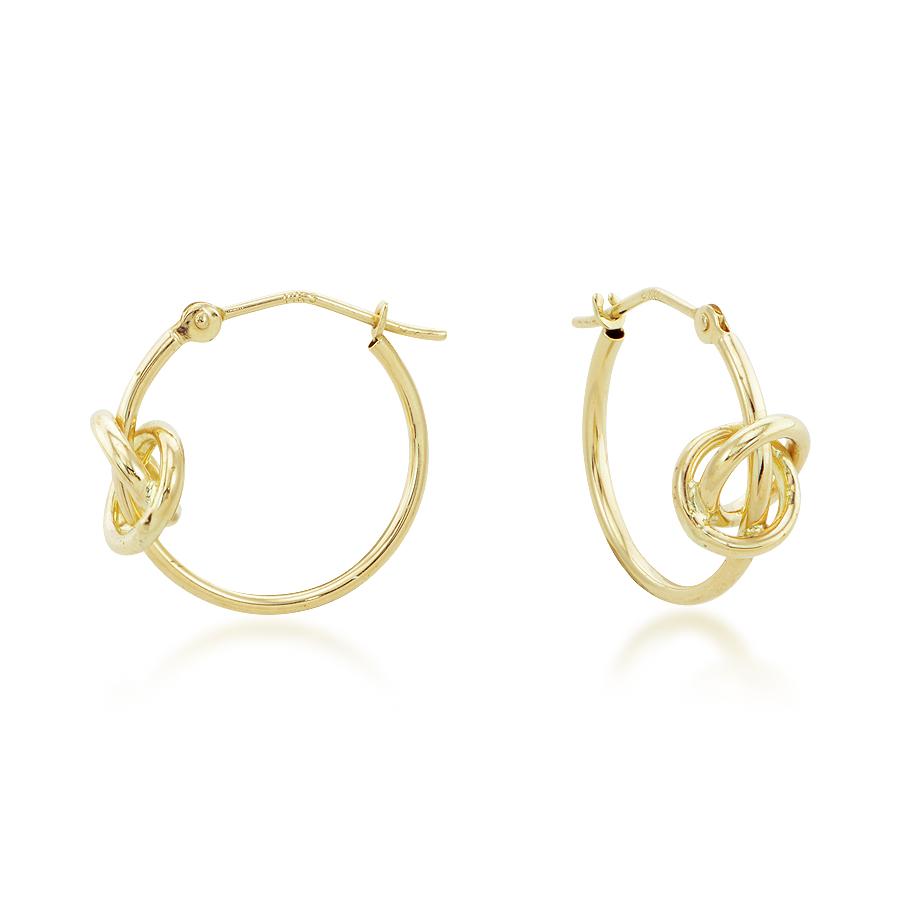 14K Yellow Gold Knot Hoop Earrings