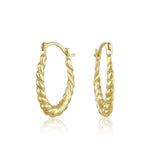 Load image into Gallery viewer, 14K Yellow Gold Twist Skinny Croissant Hoop Earrings
