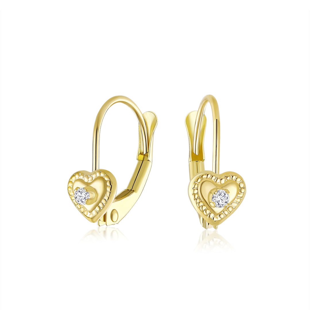 14K Yellow Gold Mini Heart Earrings