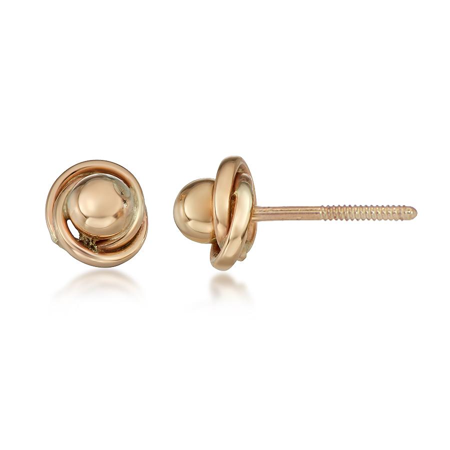 14K Yellow Gold Love Knot Stud Earrings