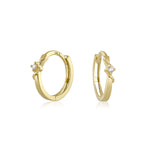 Load image into Gallery viewer, 14K Yellow Gold Touch of Sparkle Huggie Hoop Earrings
