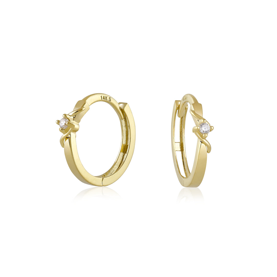 14K Yellow Gold Touch of Sparkle Huggie Hoop Earrings