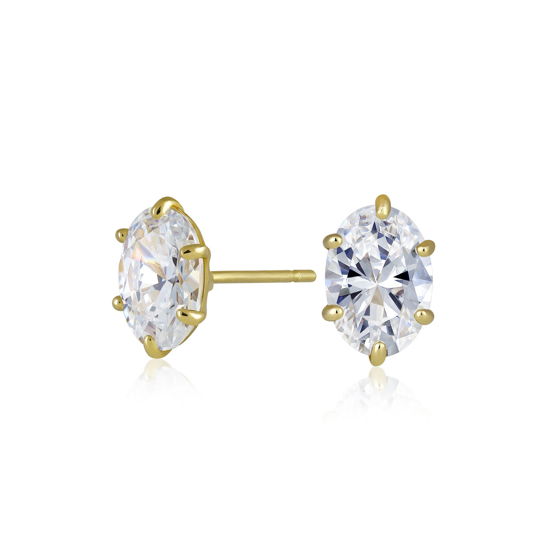 14K Yellow Gold Marquise Stud Earrings