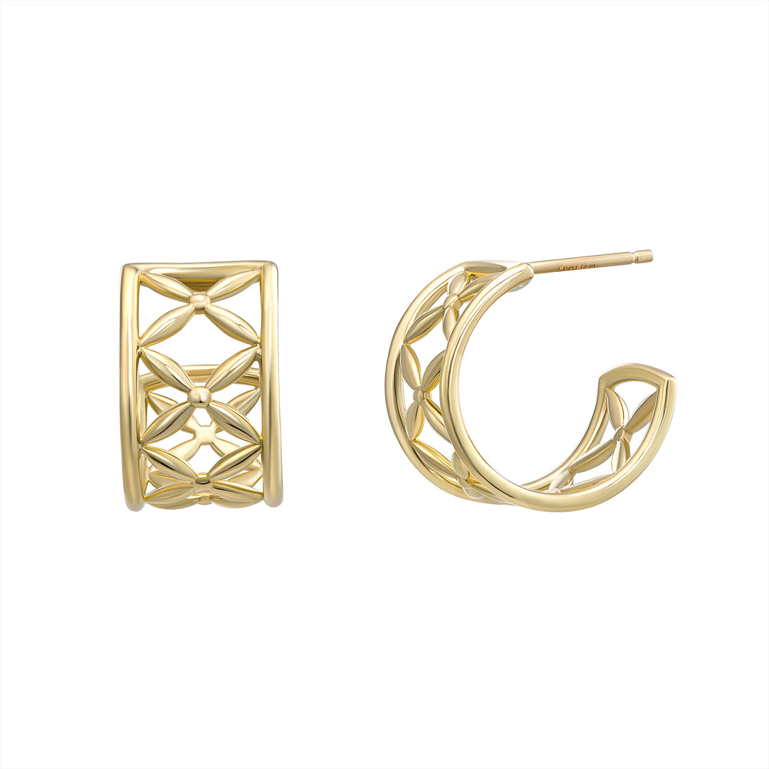 14K Lattice Hoop Earrings