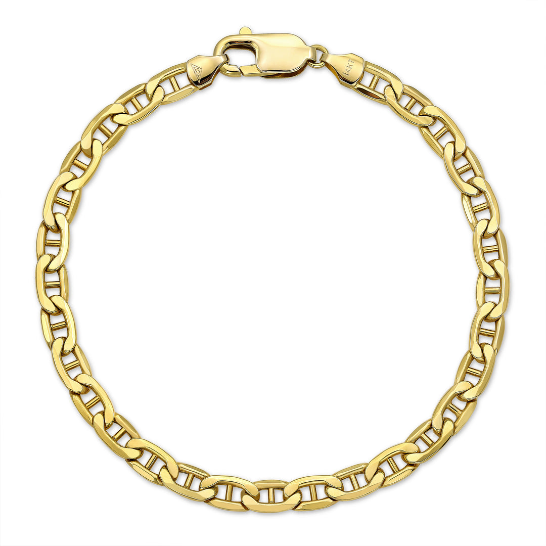 14K Gold Mariner Link Chain Bracelet