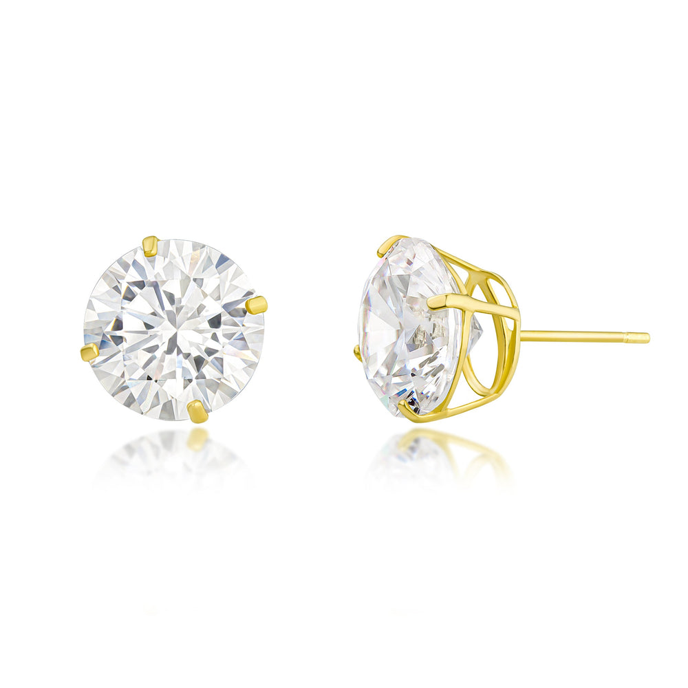 Stud Earrings | Screw Back | 14K Gold with CZ Yellow Gold 14K / 14K