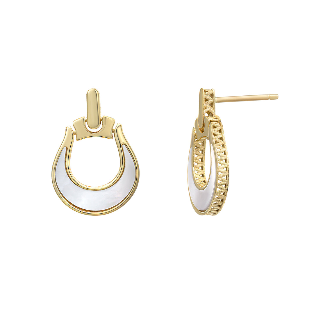 Horseplay Mother of Pearl Gold Earrings