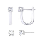 Load image into Gallery viewer, Sterling Silver Modern White Enamel Hoop with Stud Set
