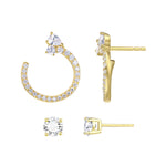 Load image into Gallery viewer, Sterling Silver Gold Plated Front Facing Hoop and Stud Set
