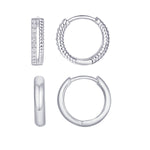 Load image into Gallery viewer, Sterling Silver CZ and Textured Rope Two Hoop Earring Set
