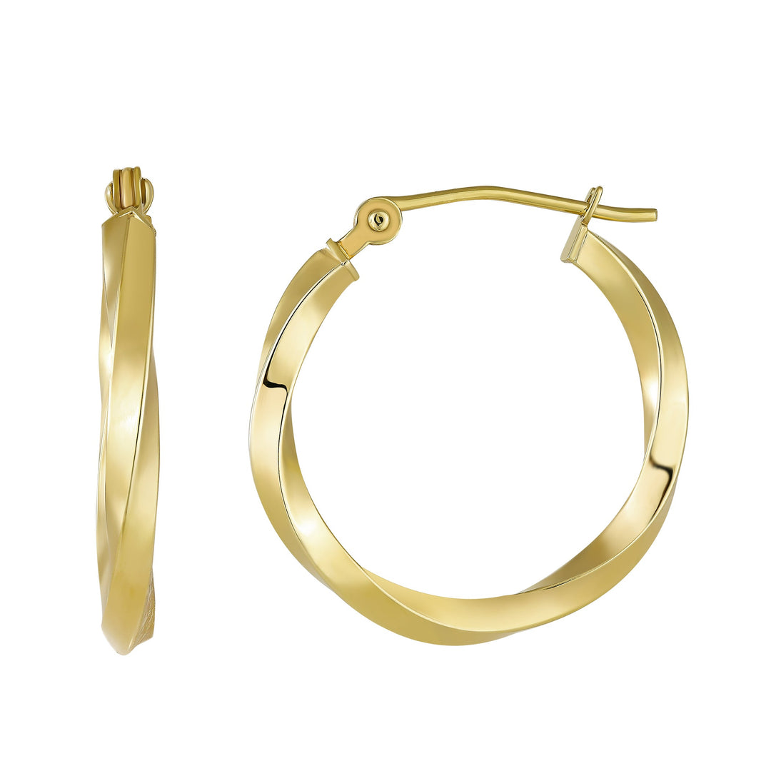 10K Yellow Gold Twist Hoop Earrings