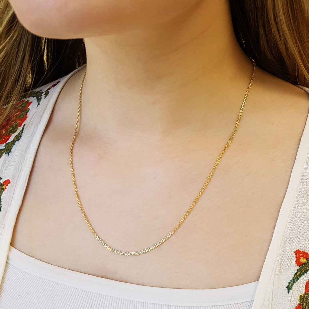 14K Yellow Gold Long Bismarck Chain Necklace 24"