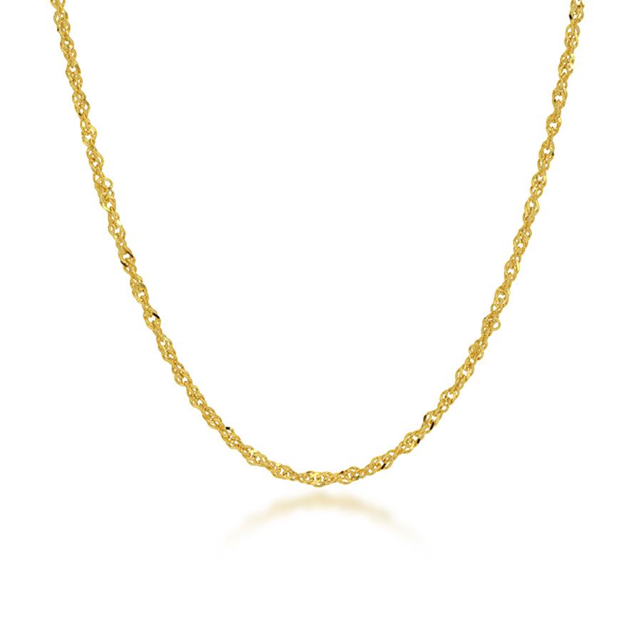 18K Yellow Gold Sparkle Singapore Chain Necklace 16"