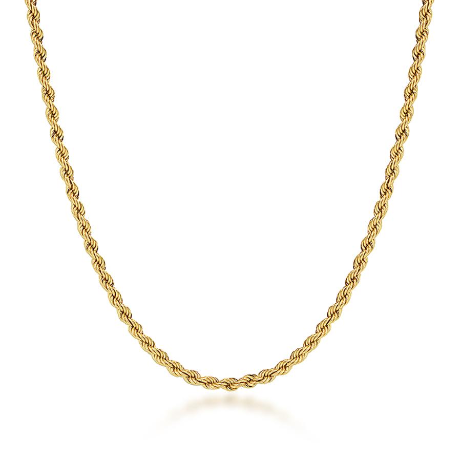 18K Yellow Gold Lightweight Classic Rope Chain Necklace 18"