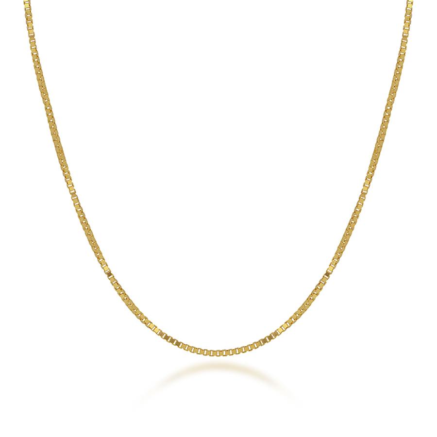 18K Yellow Gold Simple Box Chain Necklace 18"