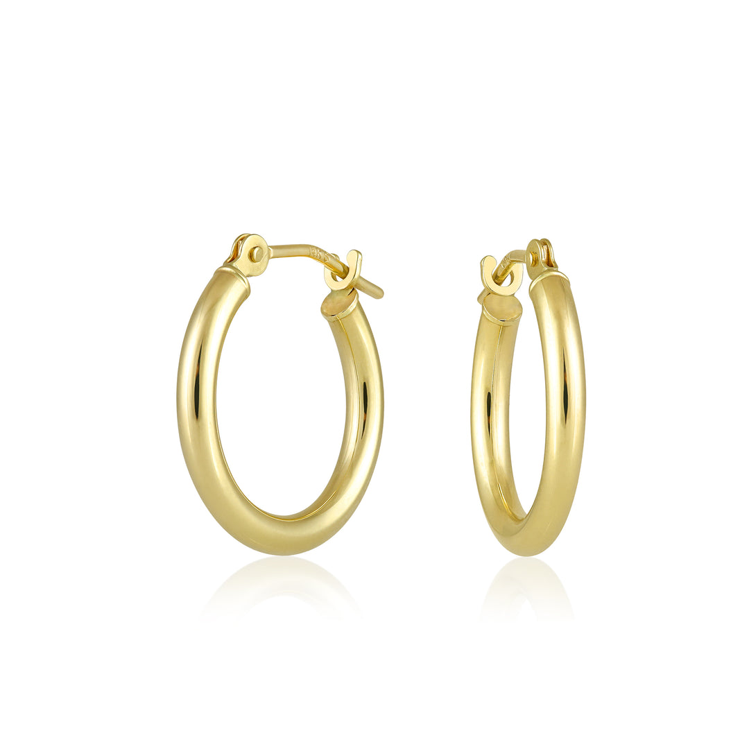 14K Yellow Gold Simple Petite Hoop Earrings