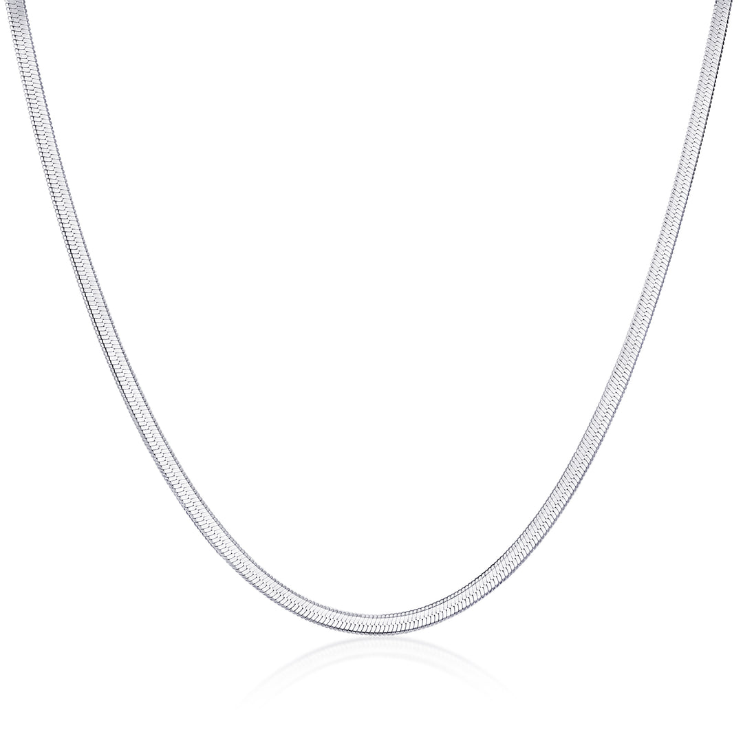 The Modern Thin Sterling Silver Herringbone Chain Necklace