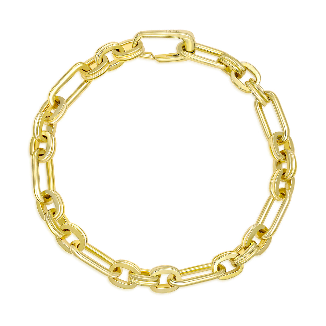 Sterling Silver Gold Plated Everyday Paperclip Link Chain Bracelet