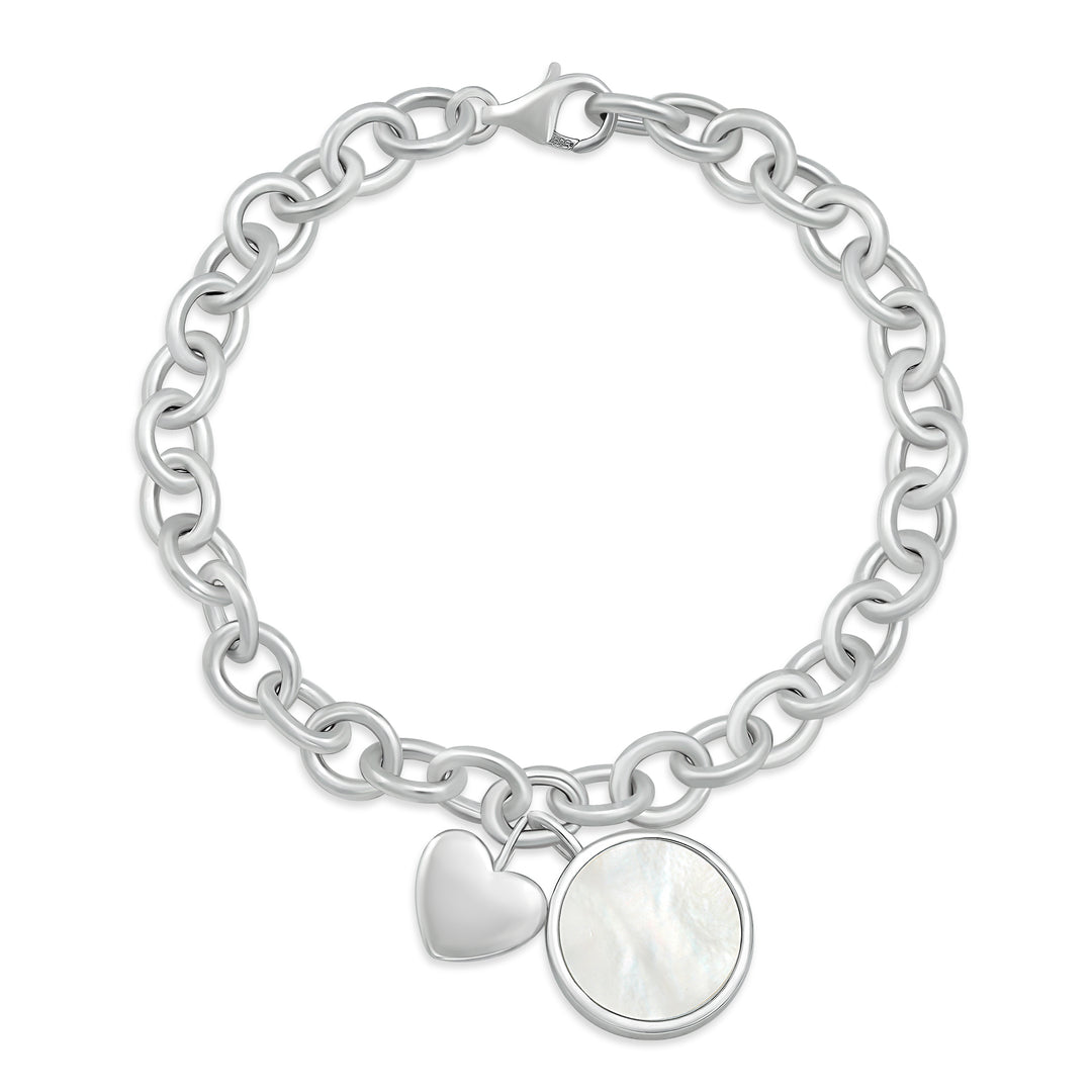 Heart of Coin Charm Silver Bracelet