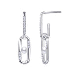 Load image into Gallery viewer, Pearly Rectangle Swing Earrings
