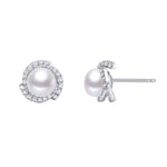 Load image into Gallery viewer, Sterling Silver CZ and Pearl Earrings
