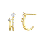 Load image into Gallery viewer, Double Spark CZ Hoop Earrings
