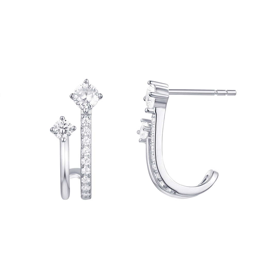 Double Spark CZ Hoop Earrings