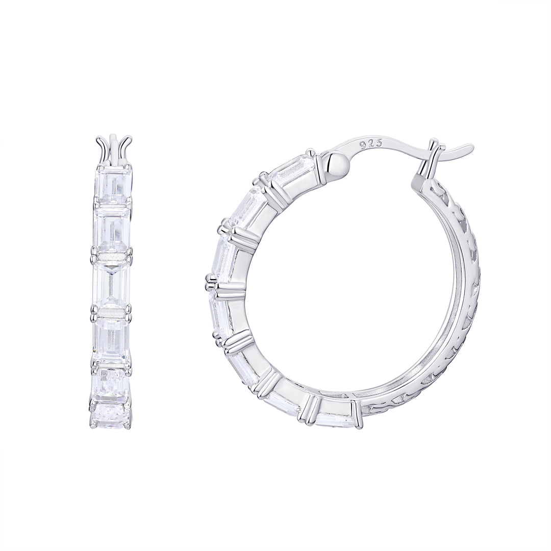 Hoop Earrings with White Stones