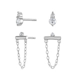 Load image into Gallery viewer, Sterling Silver Brilliant Sparkle CZ Earring Set
