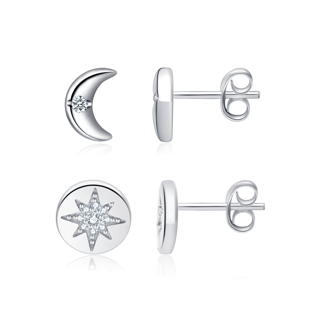 CZ Starburst Stud Earring Set