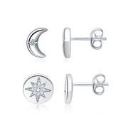 CZ Starburst Stud Earring Set