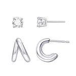 Load image into Gallery viewer, Mini Split Cuff Hoop and CZ Stud Earring Set
