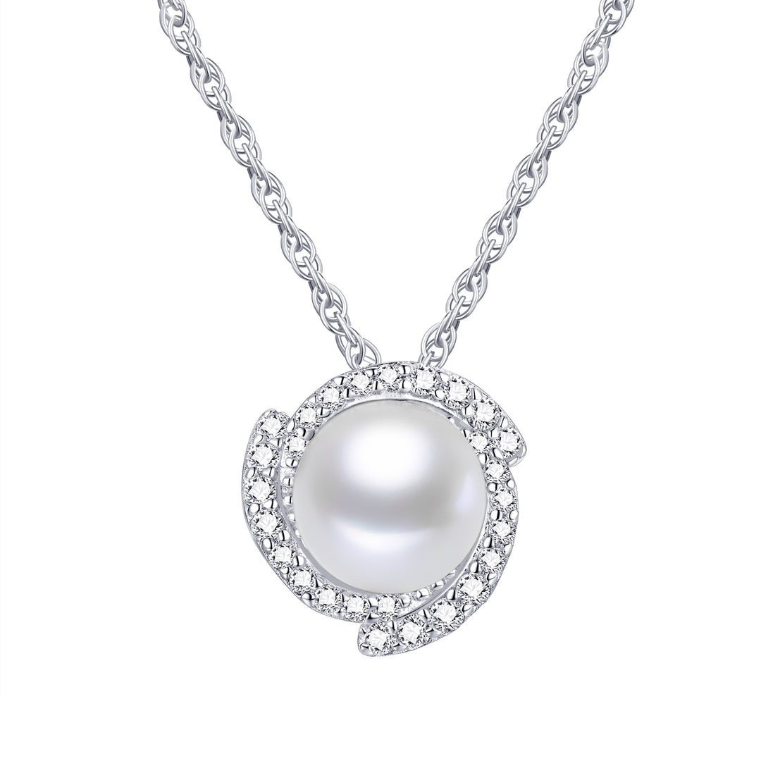 Sterling Silver Fancy Pearl Pendant Necklace