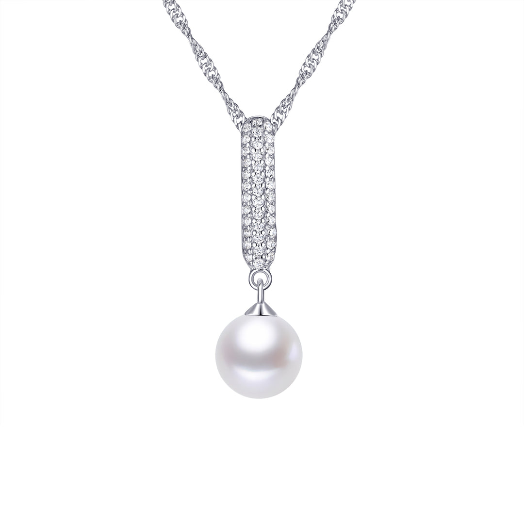 Sterling Silver Pearl Stick Pendant Necklace