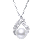 Load image into Gallery viewer, Sterling Silver Interlock Floating Pearl Pendant Necklace
