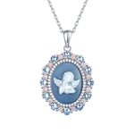 Load image into Gallery viewer, Blue Agate Cherub Angel Sterling Silver Pendant
