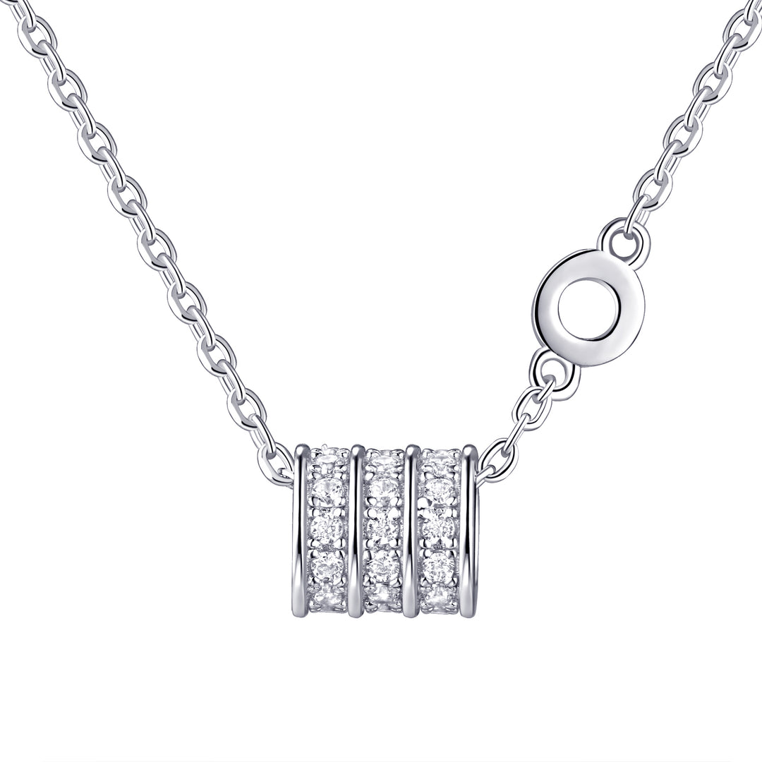 Sterling Silver Pave Square Pendant Necklace