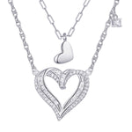 Load image into Gallery viewer, Sterling Silver Love You Double Heart Pendant Necklace Set
