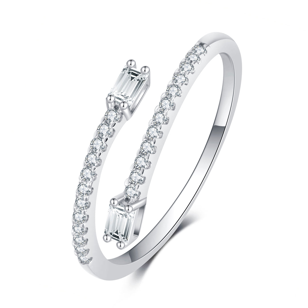 Sterling Silver Crossed CZ ring