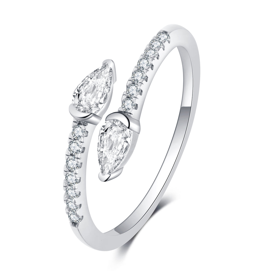 Sterling Silver Bypass Marquise CZ Ring