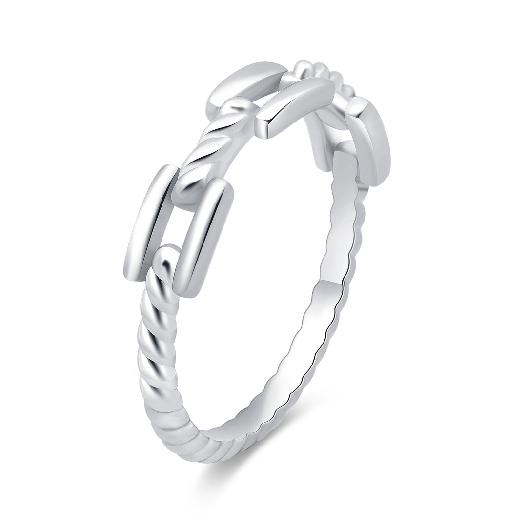 Sterling Silver Block Chain Ring