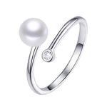 Load image into Gallery viewer, Minimal Bypass Pearl and CZ Ring
