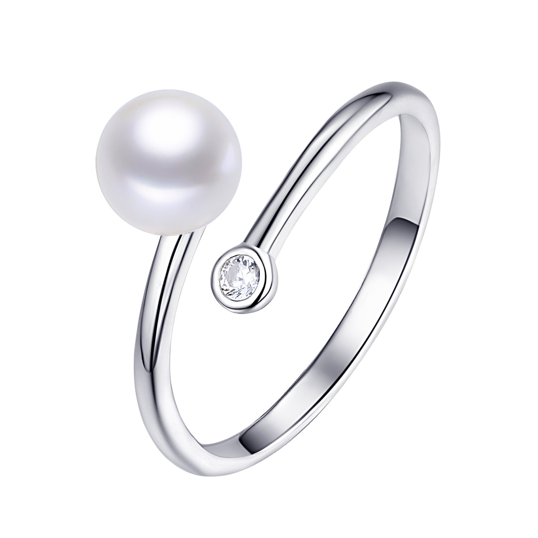 Minimal Bypass Pearl and CZ Ring