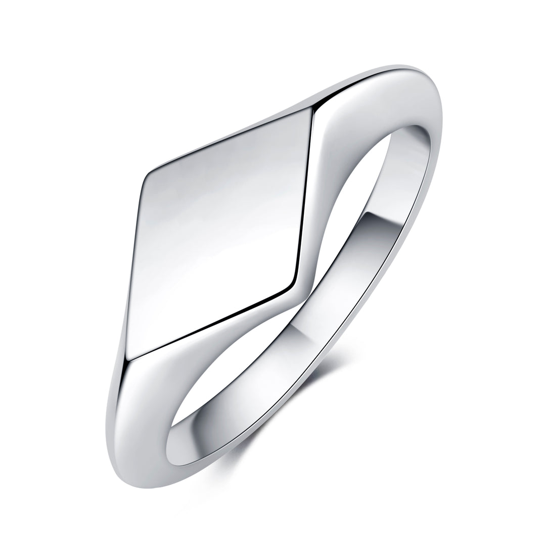 Sterling Silver Diamond Signet Ring