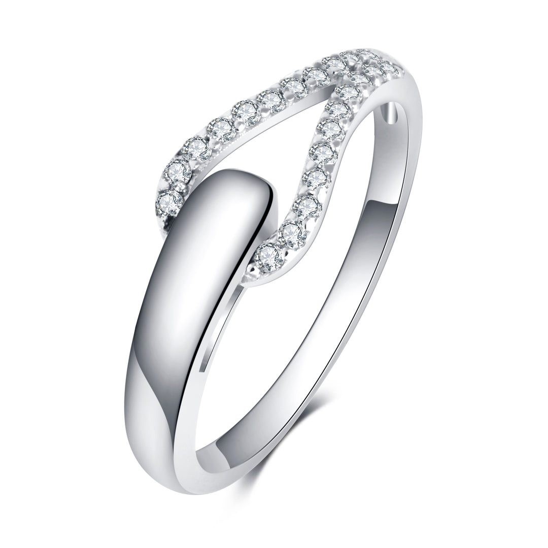 Sterling Silver Interlock CZ ring