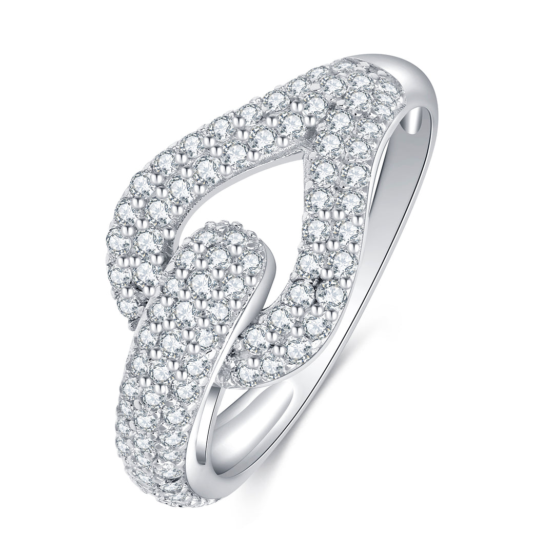 Sterling Silver Pave Interlocking CZ ring